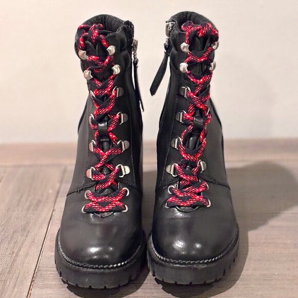 Sam Edelman Stacked Heel Black Leather Boot - Picture 1 of 10